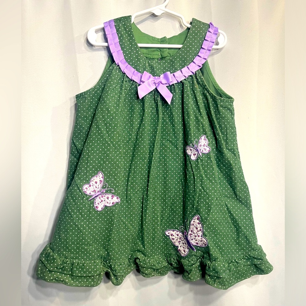 Rare Too Girl Dress With Embroidered Butterflies Polka Dots Size 4T